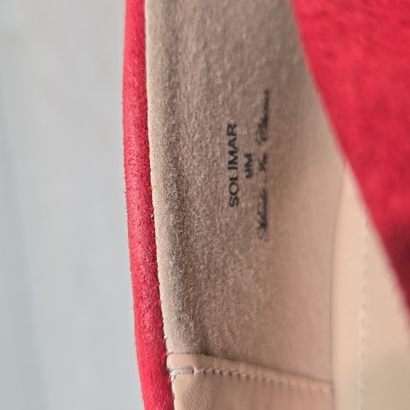 NYDJ Women Solimar Red Block Heel Suede Heels The Pointed Toe Shoes 9M - Picture 13 of 13